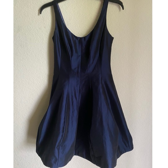 Betsy & Adam Fit & Flare Shimmery Elegant Navy Blue Party Made In USA Dress Sz M - Picture 2 of 15